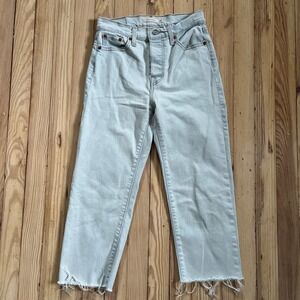 Levi Strauss Wedgie‎ Straight Jeans Button Fly Light Distressed Raw Hem Size 26